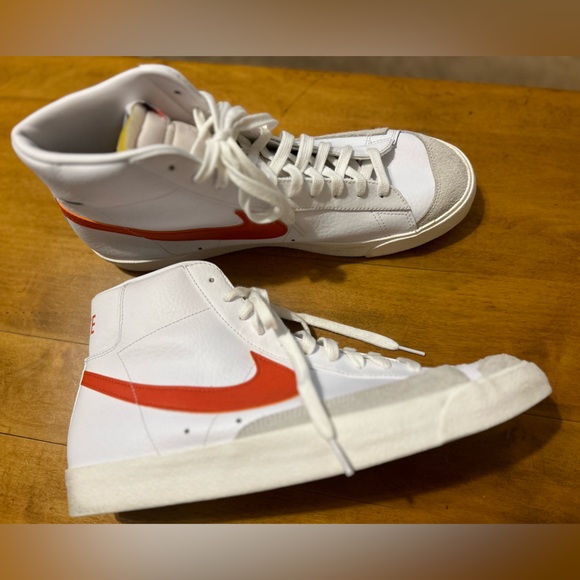 Nike Blazers, Men’s 13, white with orange swoosh. Worn twice. - Picture 8 of 9
